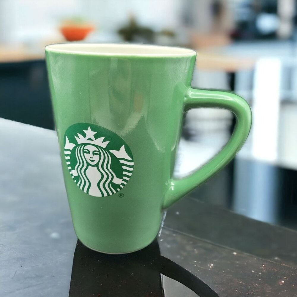 Starbucks‎ Basic 12 Ounce Mug Coffee Cup Green Tea Tall Solid Logo Handled
